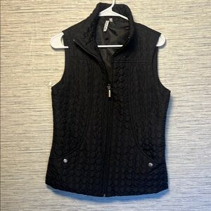 Black Quilted Light Weight Kate Park Size PS Zip Up Sweater Vest (938)